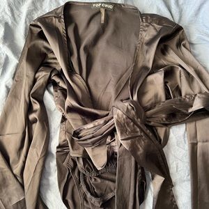 Black wrap up body suit